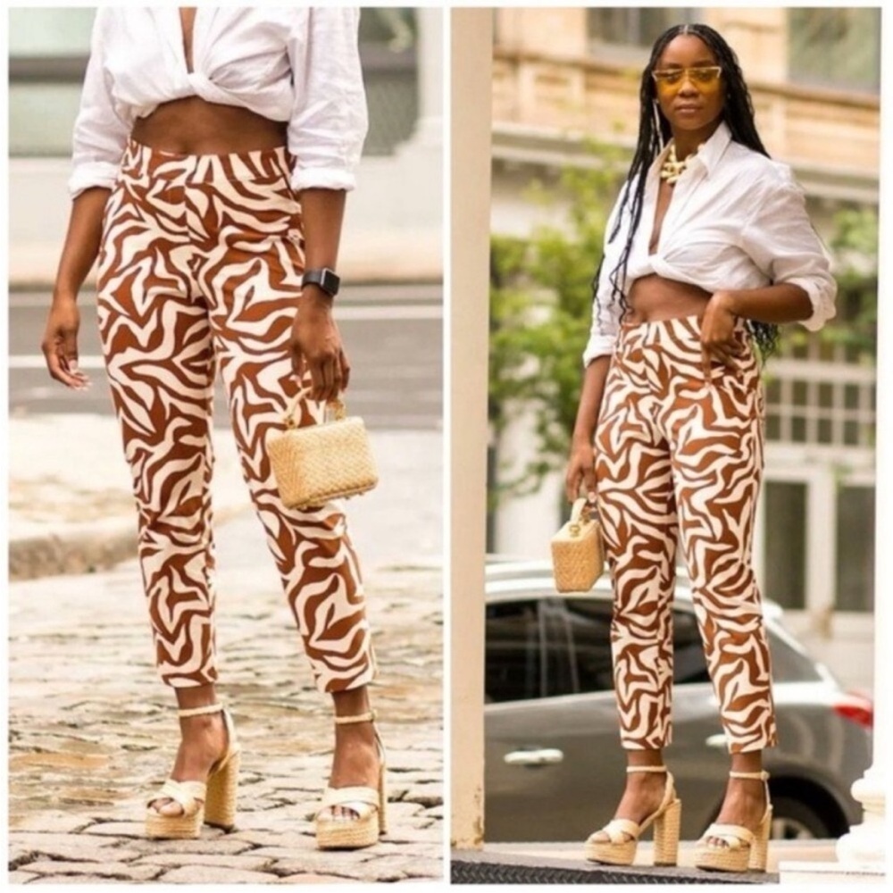 NWT Spanx On-the-Go Printed Ankle Slim Straight Pant
Clay Zebra Stripe